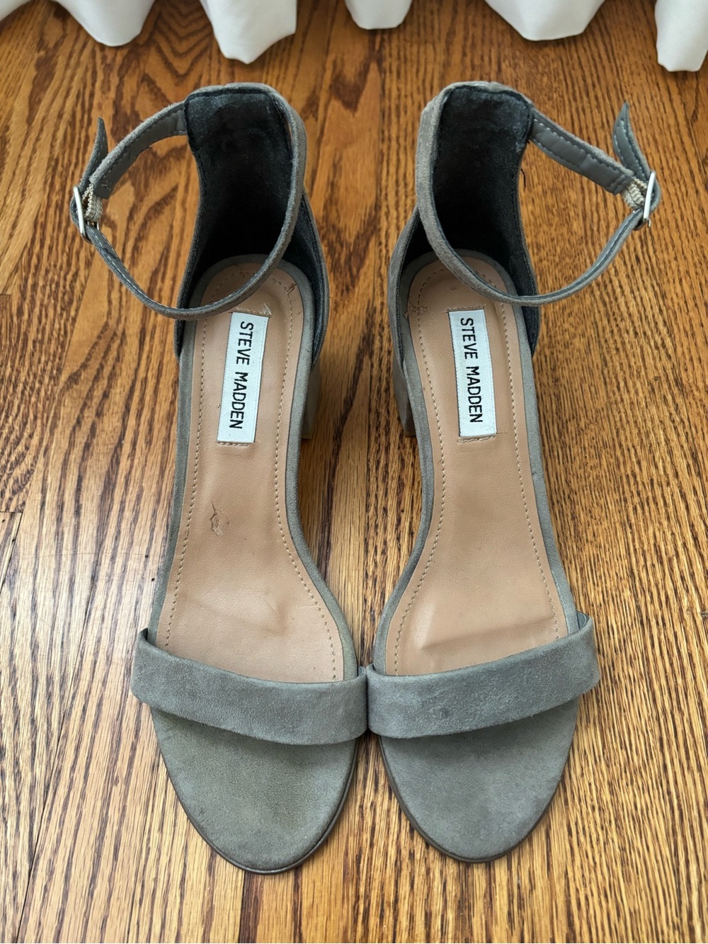 Steve Madden Gray Suede Ankle-Strap Heels